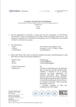 SW CE MDR Declaration of conformity, MyHealth app page 1