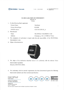 UKCA Declaration of conformity, TeltoHeart page 1