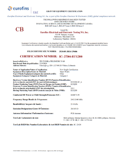 TeltoHeart ISED Grant of Equipment Certification page 1